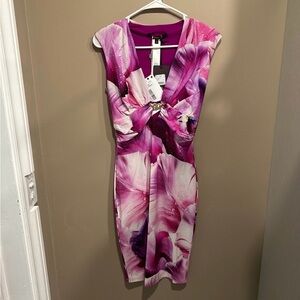 Roberto Cavalli Pink and Purple Midi Dress